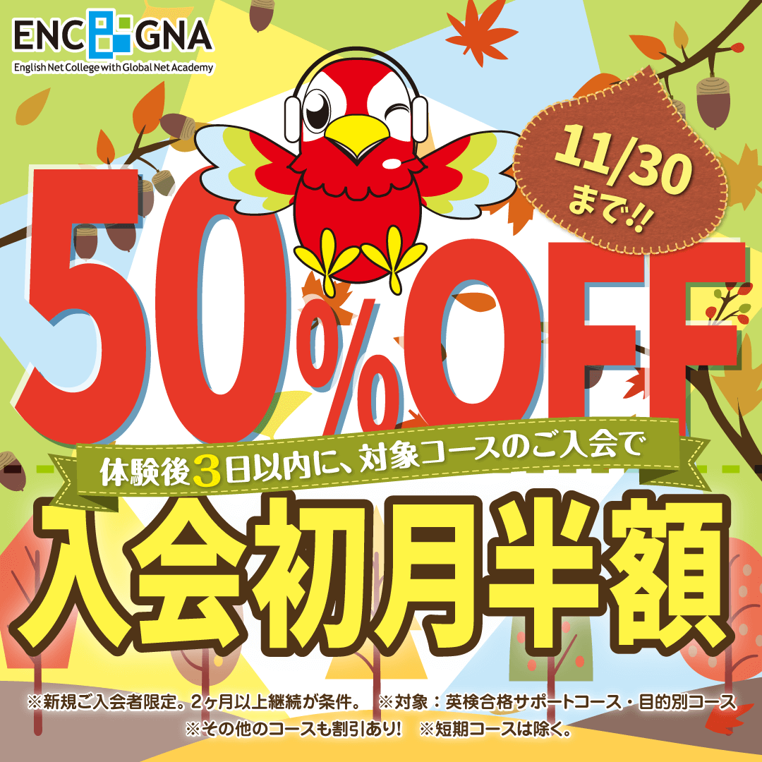 初月半額キャンペーン　11/30まで！
